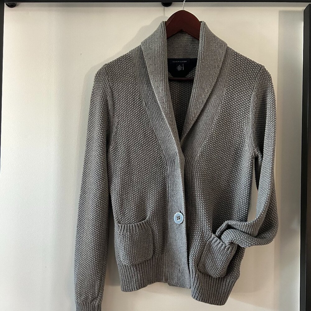 Tommy Hilfiger Gray Textured Knit Cardigan - Size S / M - Very good condition